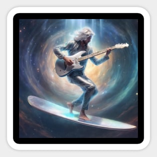 The Silver Guitar Surfer Sticker